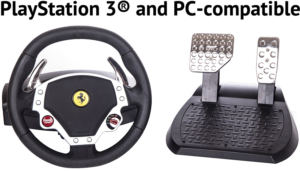 Thrustmaster's Ferrari F430 Force Feedback racing wheel is PlayStation 3® and PC-compatible