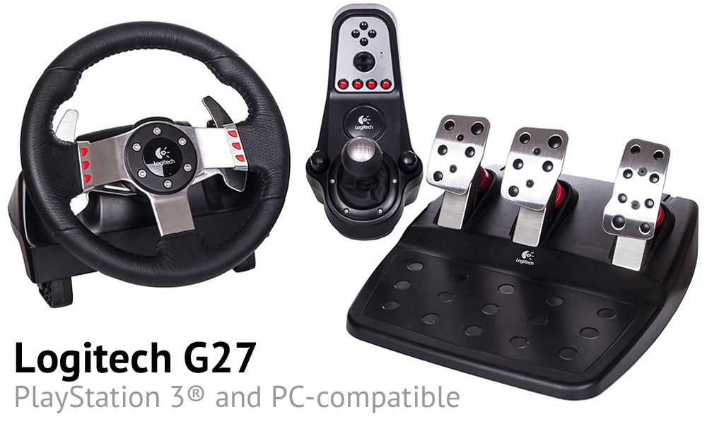 The Logitech G27 steering wheel (for PlayStation and PC)