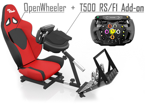 The OpenWheeler Seat with the T500 RS Wheel & the Ferrari F1 Wheel