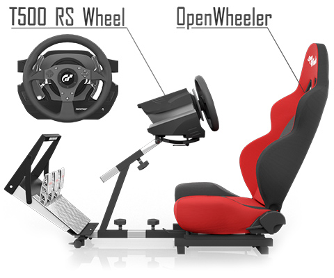 The OpenWheeler Seat with the Thrustmaster T500 RS Wheel