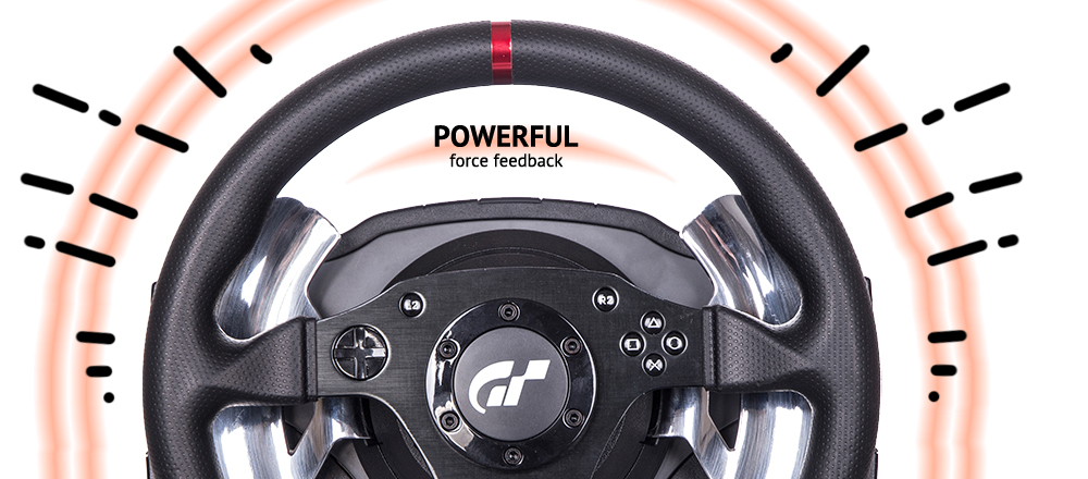 The Thrustmaster T500 RS racing wheel makes use of a mega-powerful force feedback motor